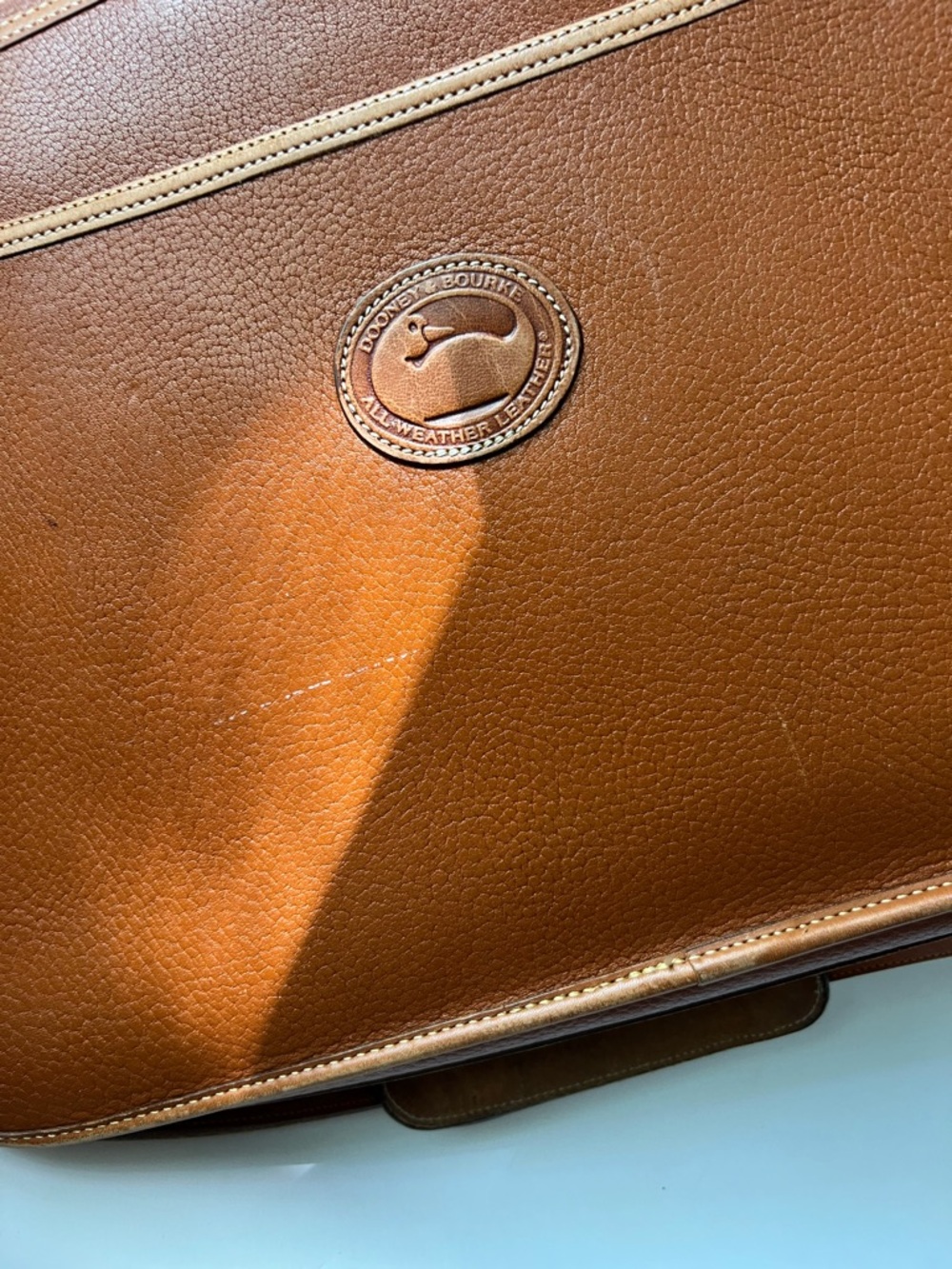 Dooney & Bourke Cognac Leather Messenger Bag - Classic Briefcase Style - Picture 6 of 10